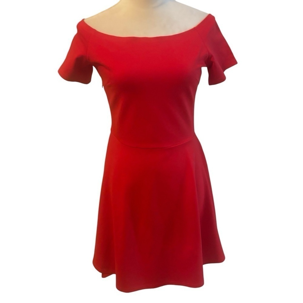 Sarin Matthews Red Off the Shoulder High-Low Fit & Flare Dress Valentines Day M
